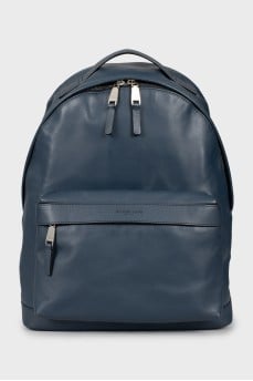 Men's blue leather backpack