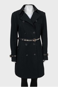 Cropped trench coat with belt