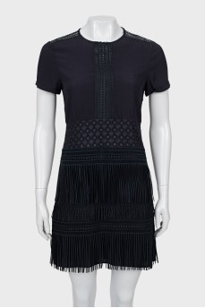 Dark blue dress with fringe