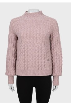 Pink puff sleeve sweater