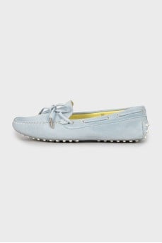 Blue suede loafers