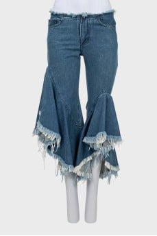 Ruffled denim breeches