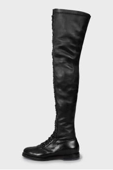 Leather lace-up boots