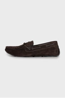 Men's suede moccasins with weave