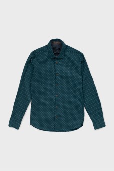 Men's green printed shirt