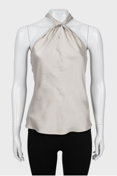 Silk tie back top
