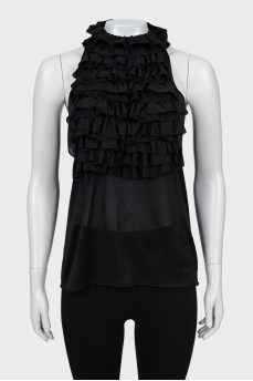 Semi-sheer ruffled tank
