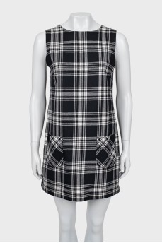 Wool dress with stripes