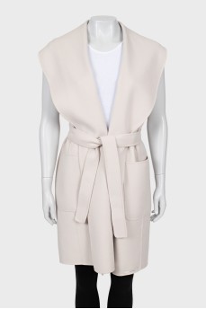 Beige vest with belt