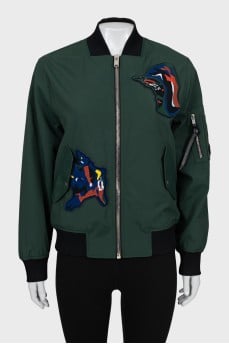 Relaxed bomber jacket with patches