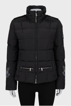 Quilted jacket with embroidered sleeves