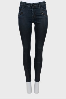 Сині джинси skinny fit з блискавкою знизу
