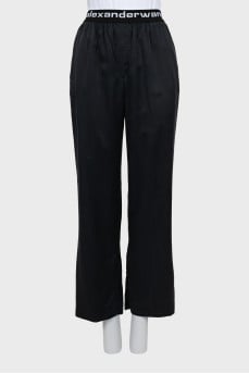 Silk trousers with elastic