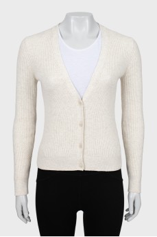 Beige ribbed cardigan