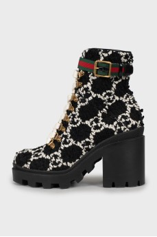 Textile boots with signature print