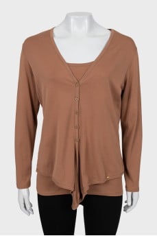 Brown T-shirt and cardigan set