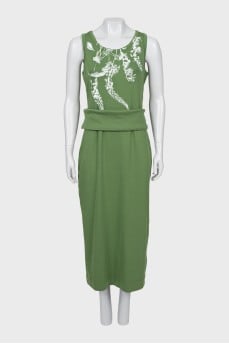 Midi dress with chest print