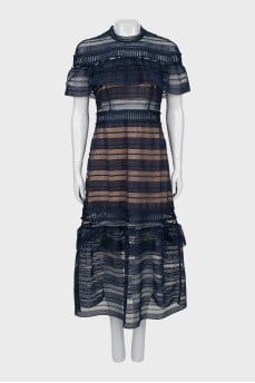 Blue guipure maxi dress