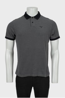 Men's gray polo with embroidered logo