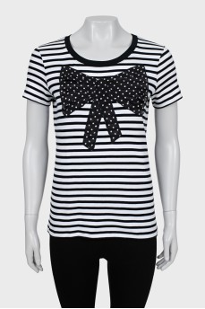 Striped T-shirt with bow
