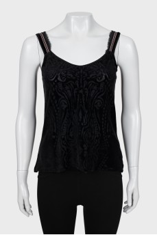 Velor top with ribbed print