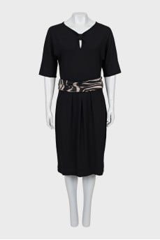 Black dress with a printed belt