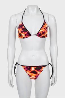 Swimsuit in abstract print with tag