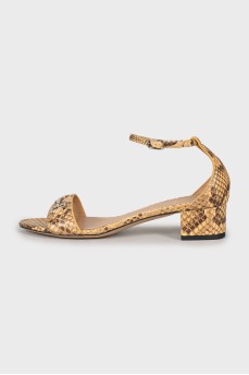 Leather mid heel sandals