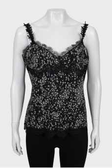 Wool tank with lace
