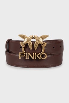 Brown belt with logo buckle