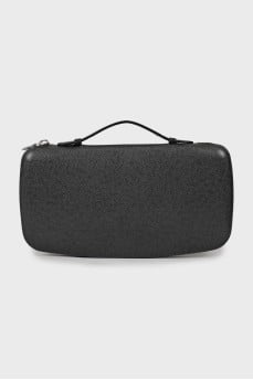 Men's leather clutch with zipper