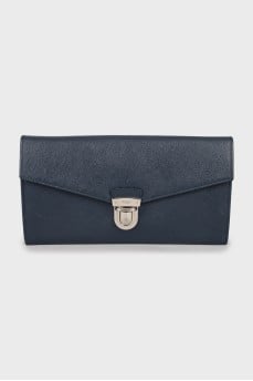 Blue leather clutch