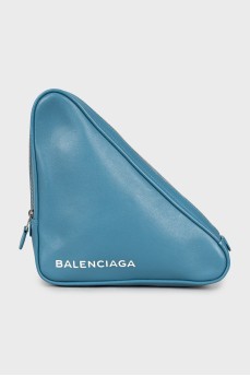 Triangular clutch with brand logo