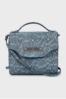 Leather and wood crossbody bag