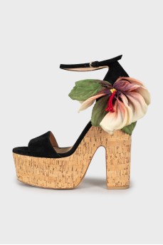 Suede wedge sandals