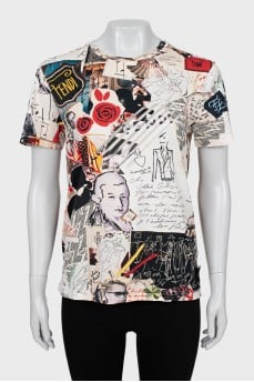 Straight-fit T-shirt in a bright print