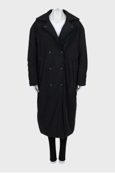 Black oversized down jacket with buttons