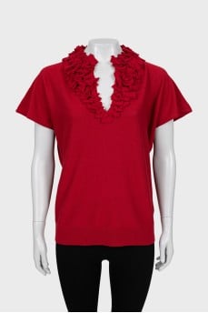 Short sleeve wool sweater