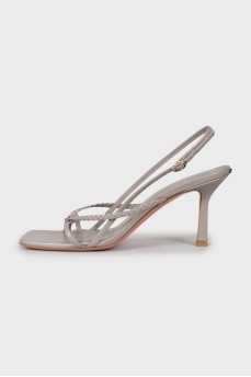 Gray leather sandals
