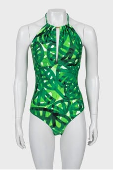 One-piece swimsuit with fan