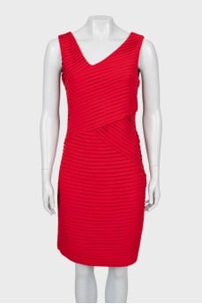 Red dress with V-neck