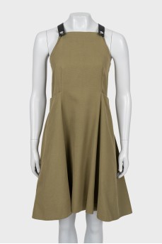 Green sundress with leather straps