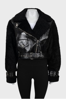 Patent cropped jacket