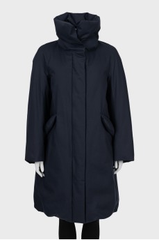 Dark blue down jacket with tag