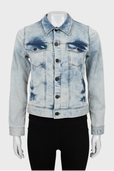 Denim jacket with logo on the back