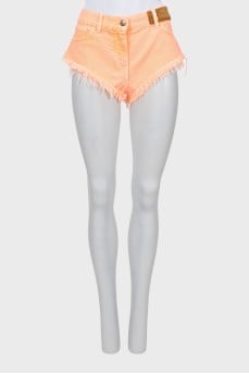 Mini denim shorts with tag
