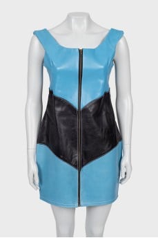 Leather mini dress with zipper