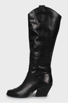 Leather Cossacks with a pattern