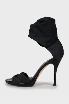 Leather and textile sandals