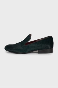 Green short pile shoes